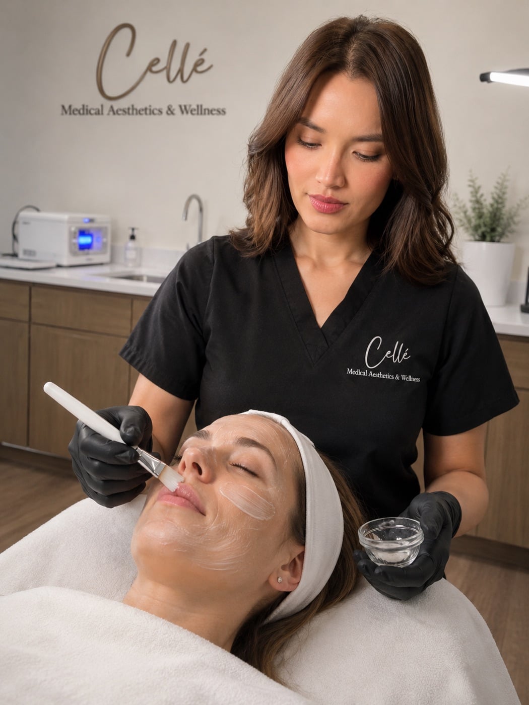 A Cellé provider treating a client in the Costa Mesa studio